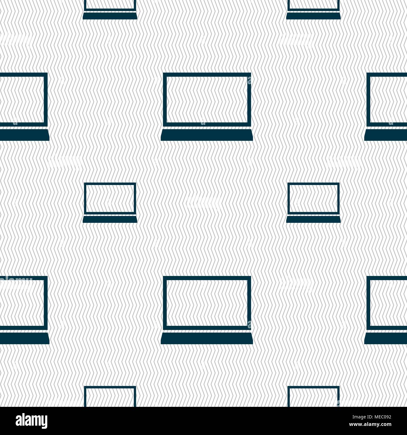 Laptop sign icon. Notebook pc symbol. Seamless pattern with geometric texture. Vector illustration Stock Vector