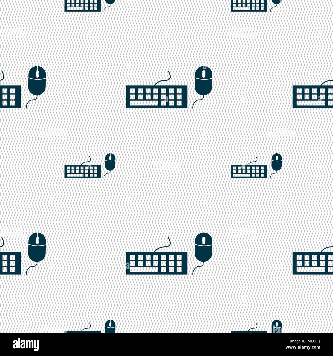 Computer keyboard and mouse Icon. Seamless pattern with geometric texture. Vector illustration Stock Vector
