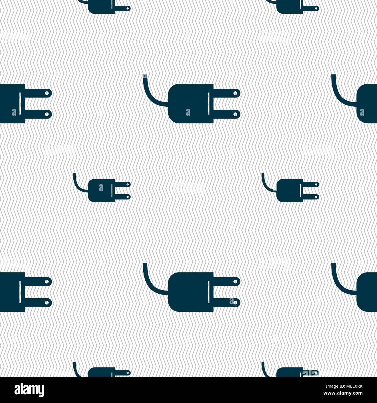 Electric plug sign icon. Power energy symbol. Seamless pattern with ...