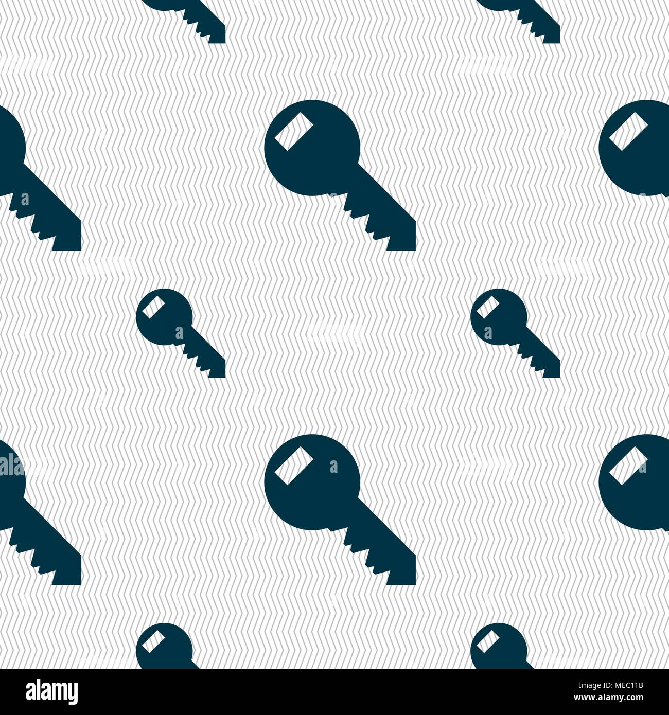 Key sign icon. Unlock tool symbol.. Seamless pattern with geometric texture. Vector illustration Stock Vector