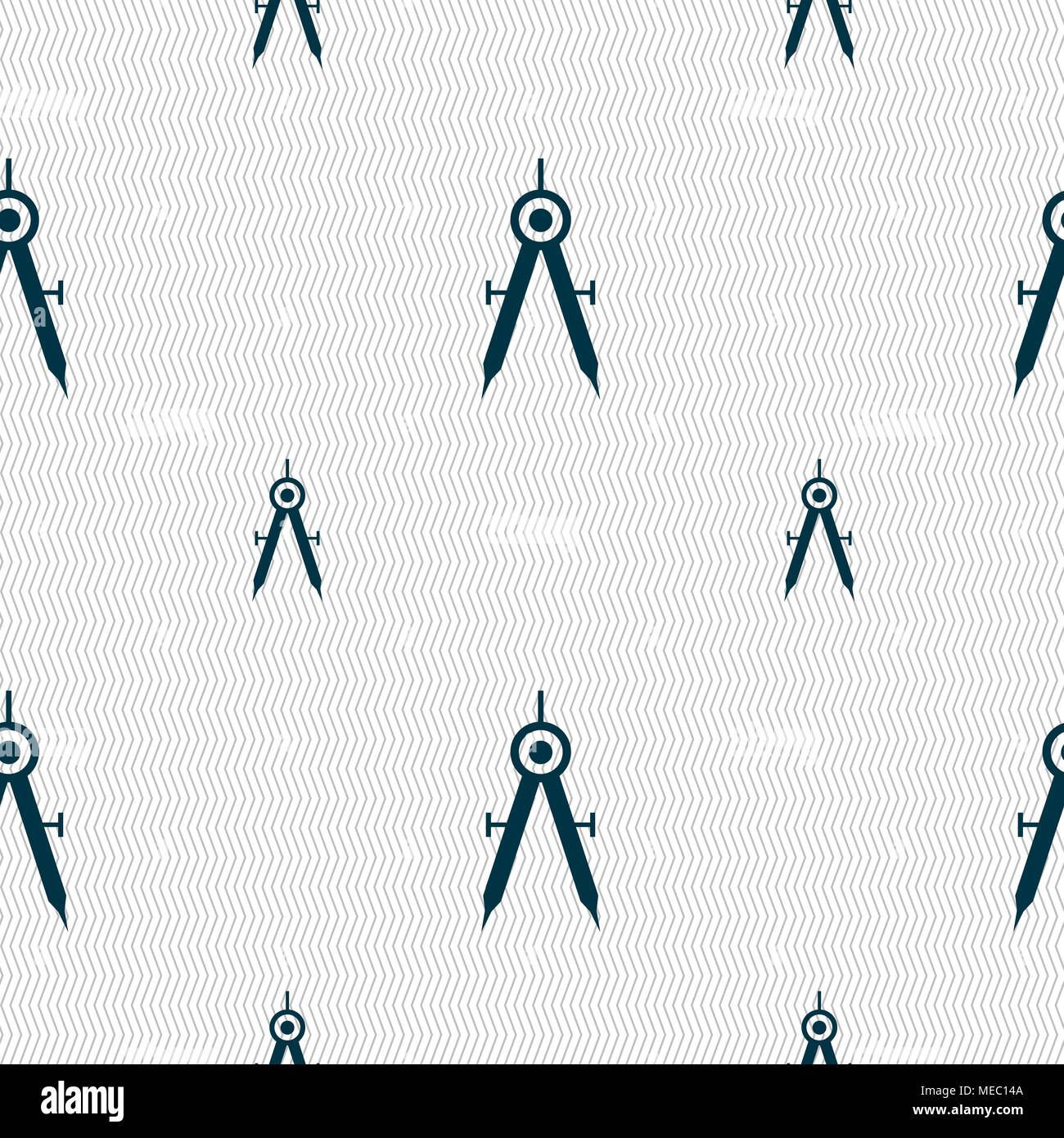 Mathematical Compass sign icon. Seamless pattern with geometric texture. Vector illustration Stock Vector