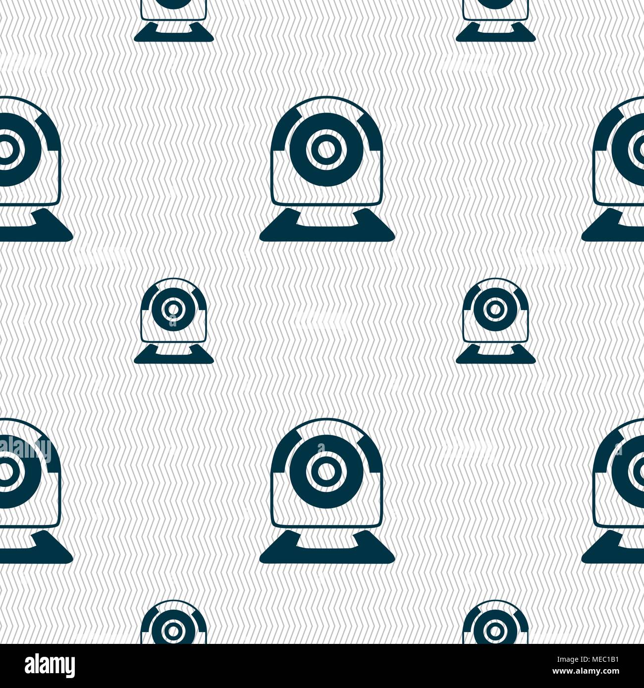 Webcam sign icon. Web video chat symbol. Camera chat. Seamless pattern with geometric texture. Vector illustration Stock Vector