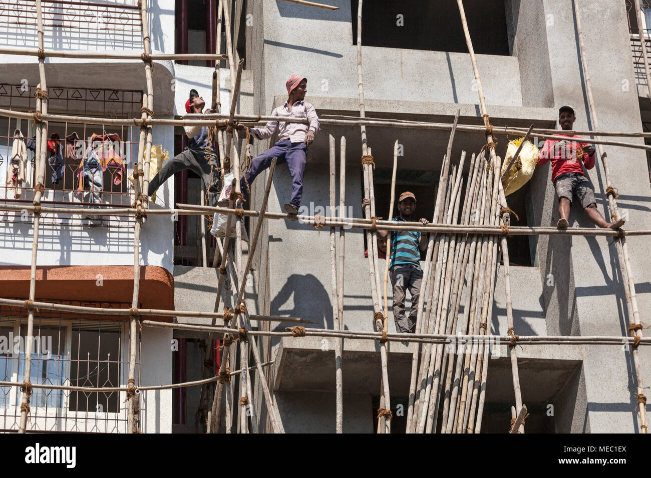 apartment block under construction, Mumbai, India Stock Photo