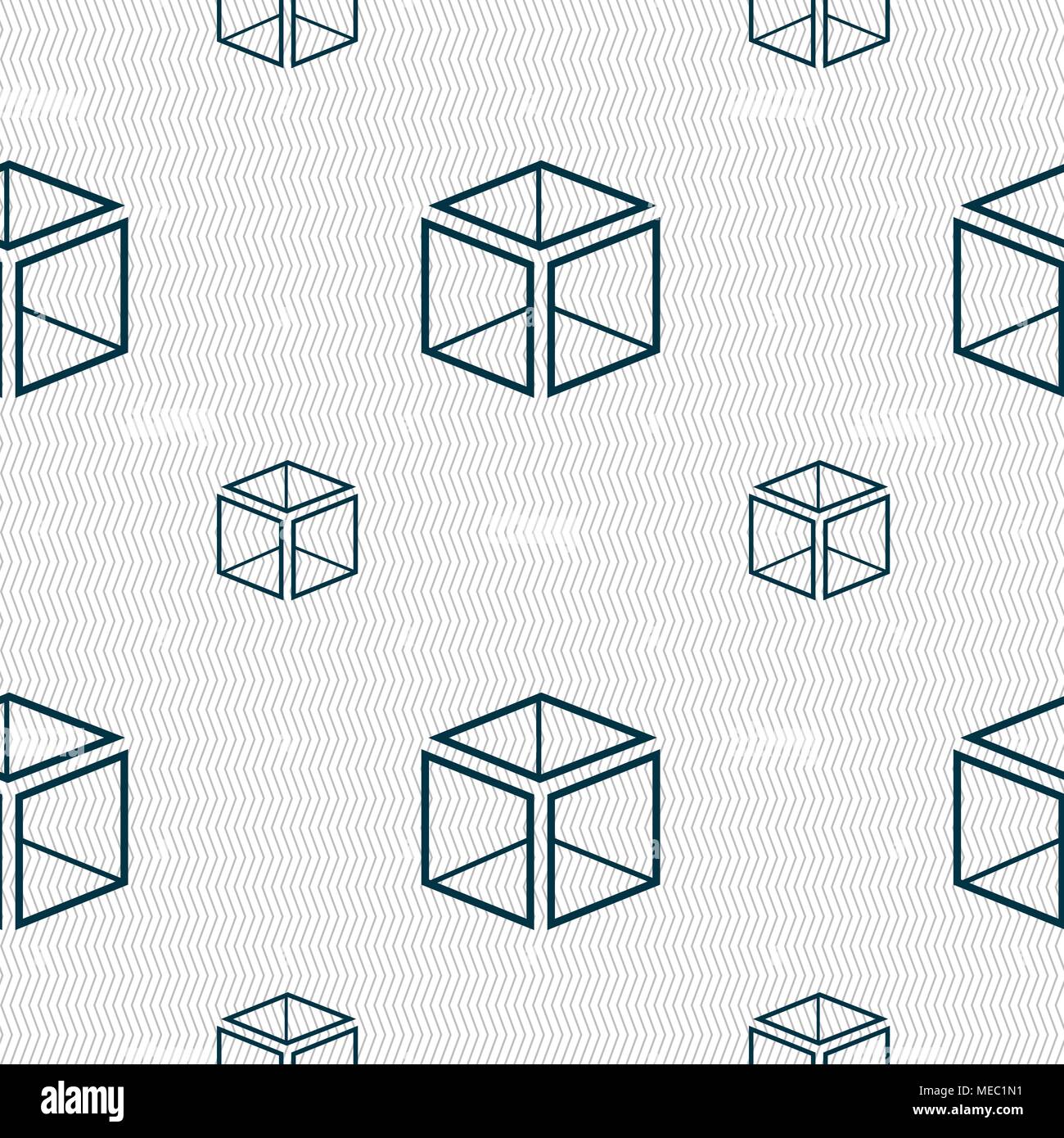 3d cube icon sign. Seamless pattern with geometric texture. Vector ...