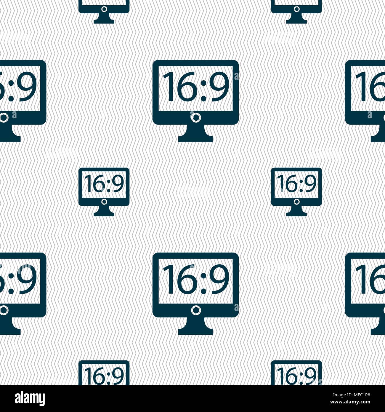 Aspect ratio 16:9 widescreen tv icon sign. Seamless pattern with ...