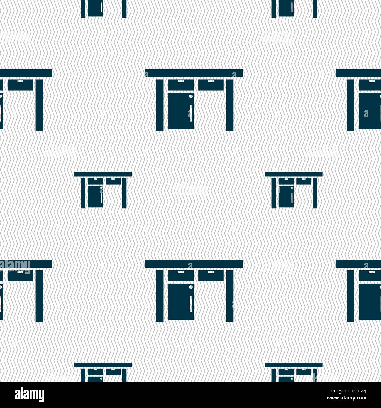 Table icon sign. Seamless pattern with geometric texture. Vector illustration Stock Vector