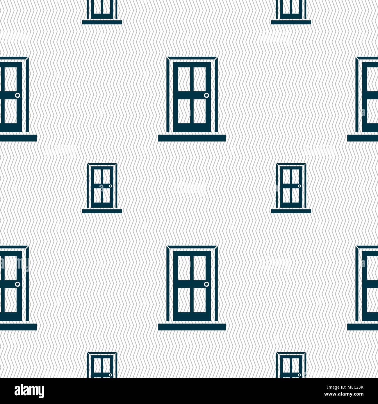 Door icon sign. Seamless pattern with geometric texture. Vector ...