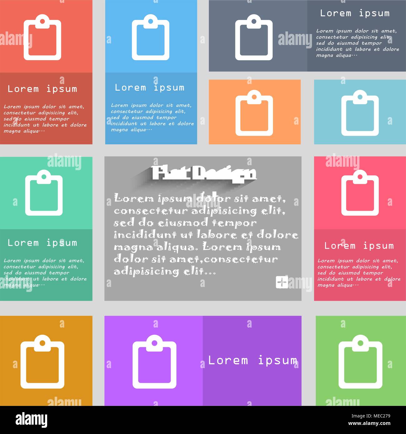 Text file icon sign. Set of multicolored buttons with space for text ...