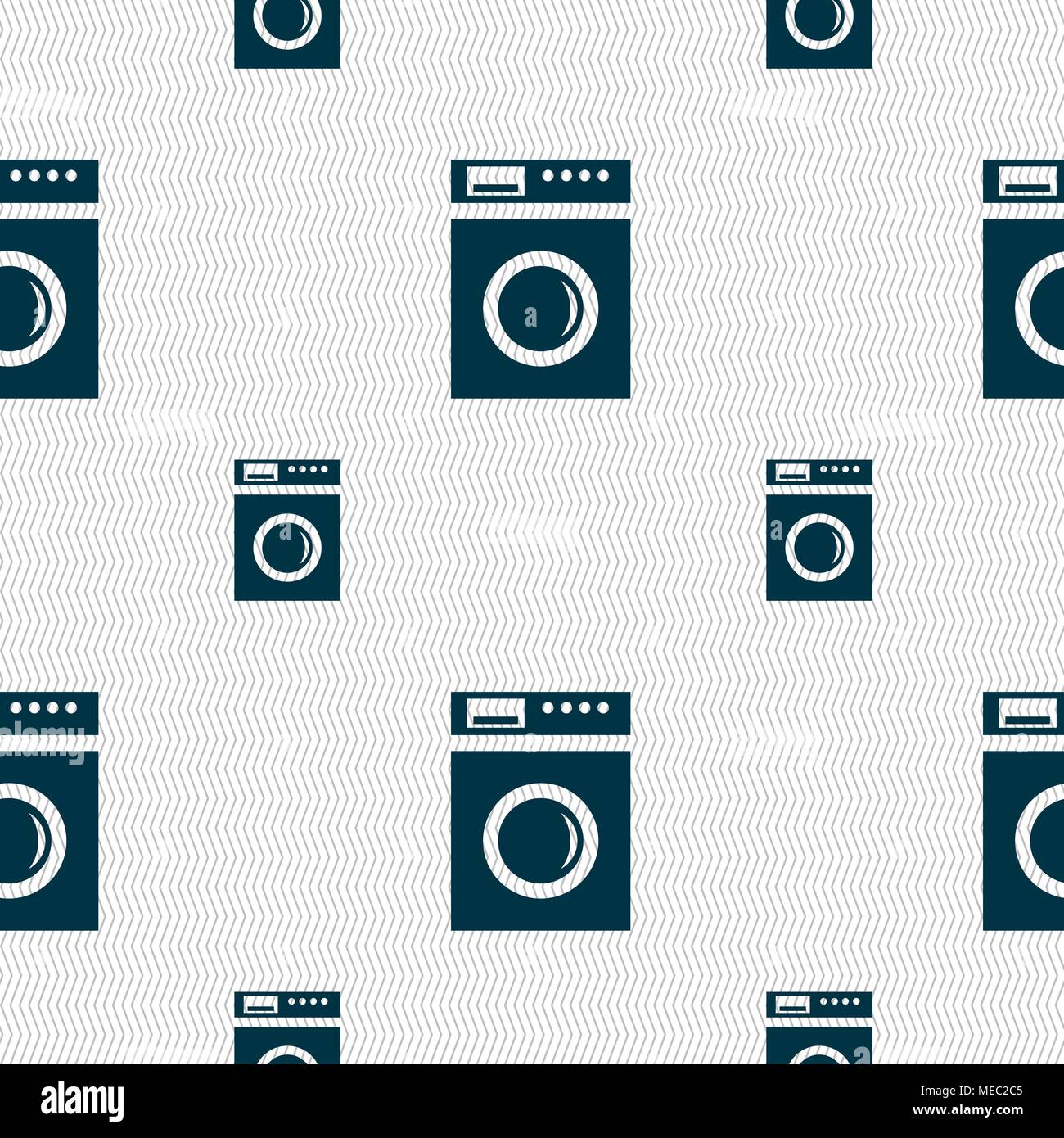 washing machine icon sign. Seamless pattern with geometric texture. Vector illustration Stock Vector