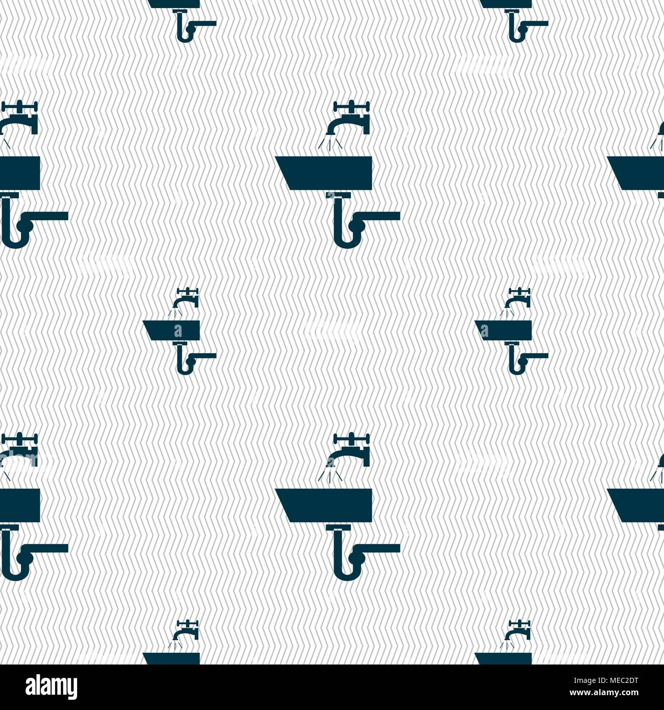 Washbasin icon sign. Seamless pattern with geometric texture. Vector illustration Stock Vector
