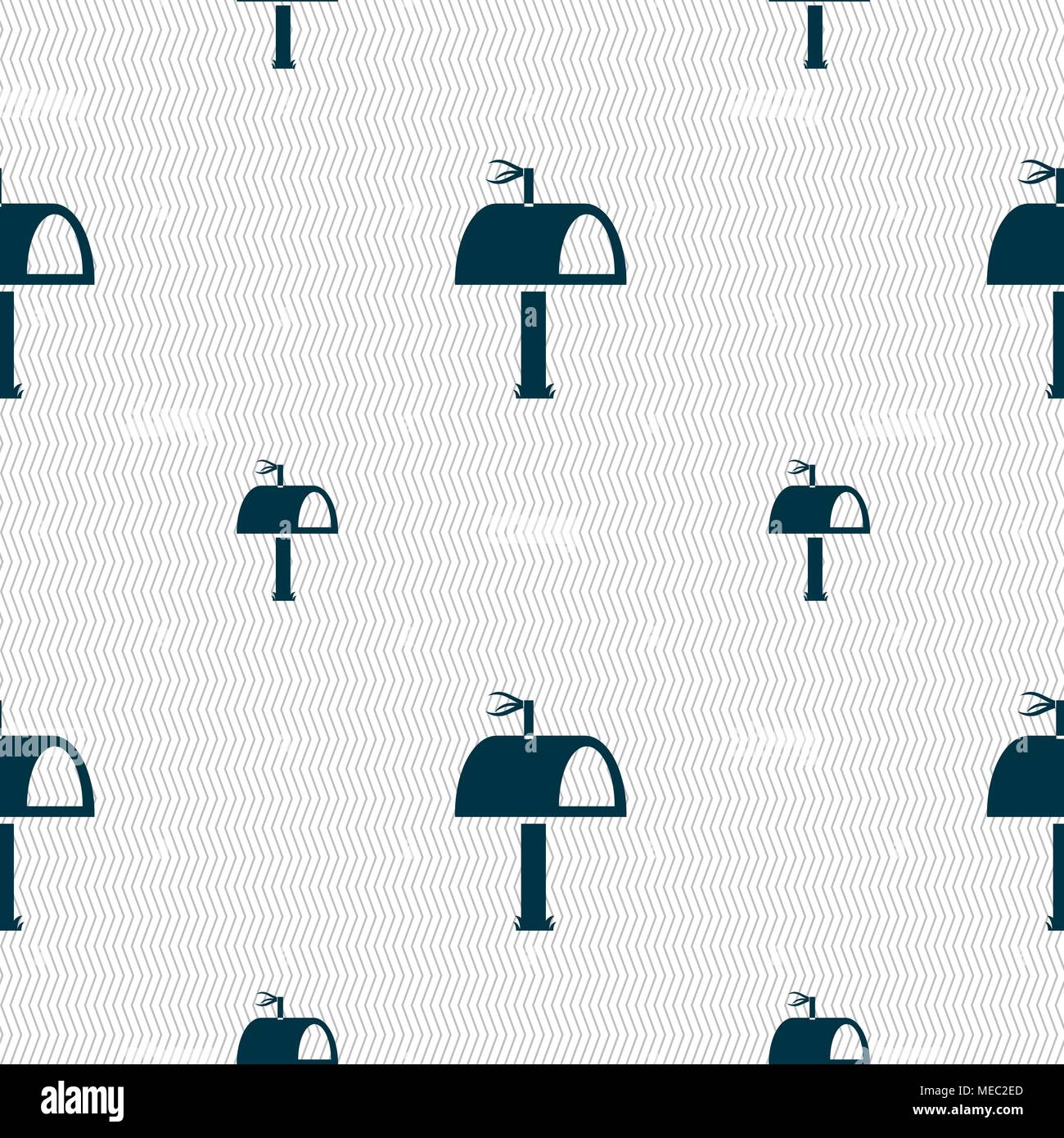 Mailbox icon sign. Seamless pattern with geometric texture. Vector illustration Stock Vector