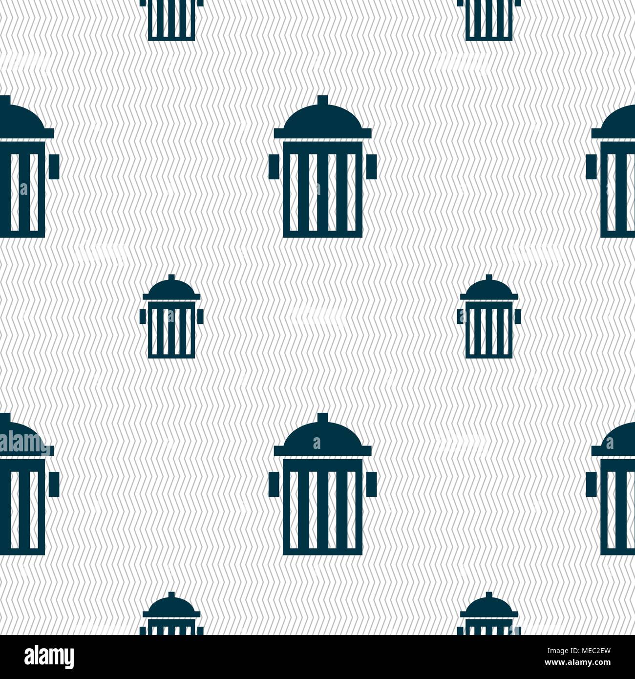 fire hydrant icon sign. Seamless pattern with geometric texture. Vector illustration Stock Vector
