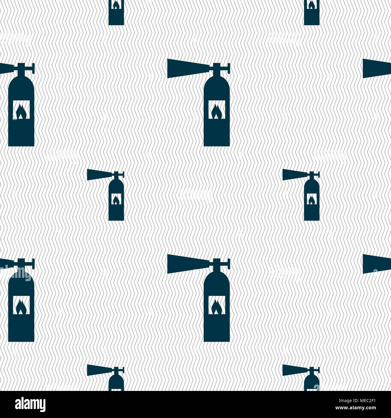 fire extinguisher icon sign. Seamless pattern with geometric texture. Vector illustration Stock Vector