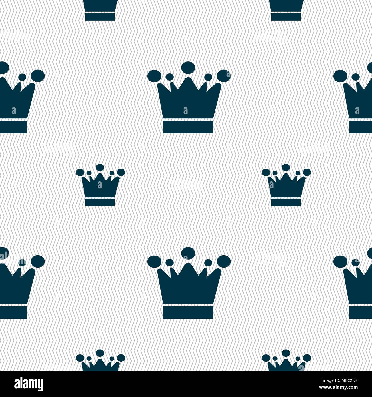 Crown icon sign. Seamless pattern with geometric texture. Vector illustration Stock Vector