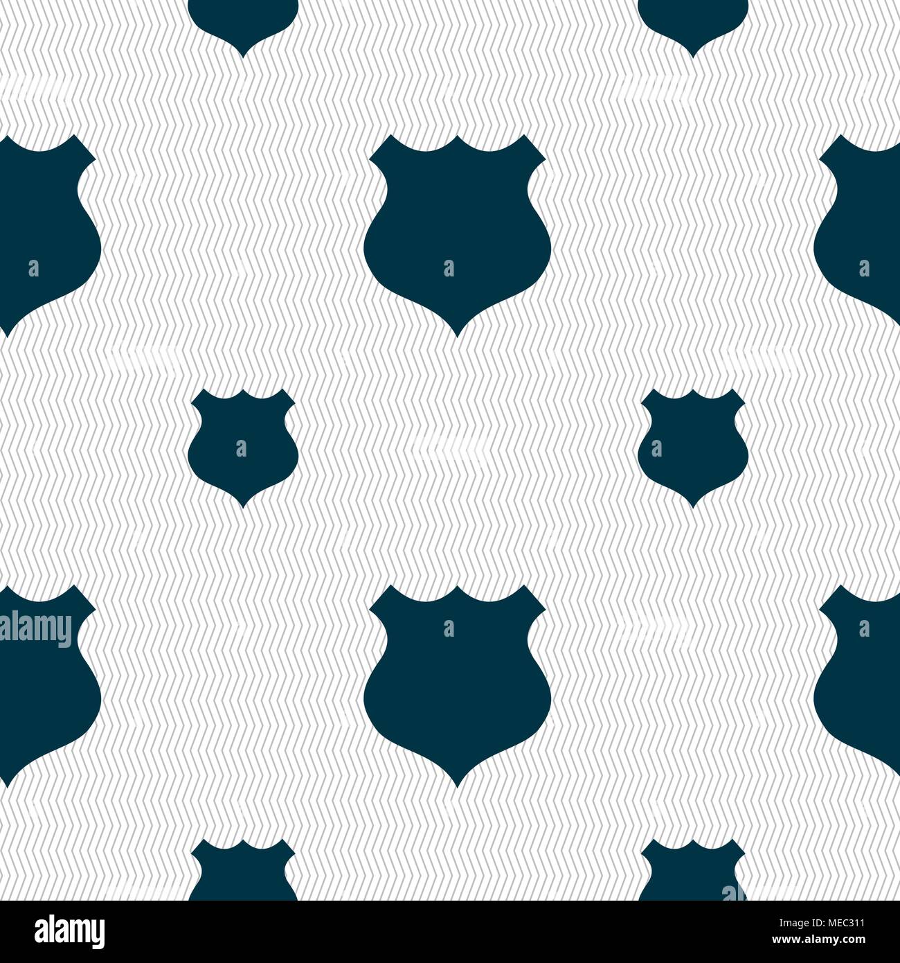 shield icon sign. Seamless pattern with geometric texture. Vector illustration Stock Vector