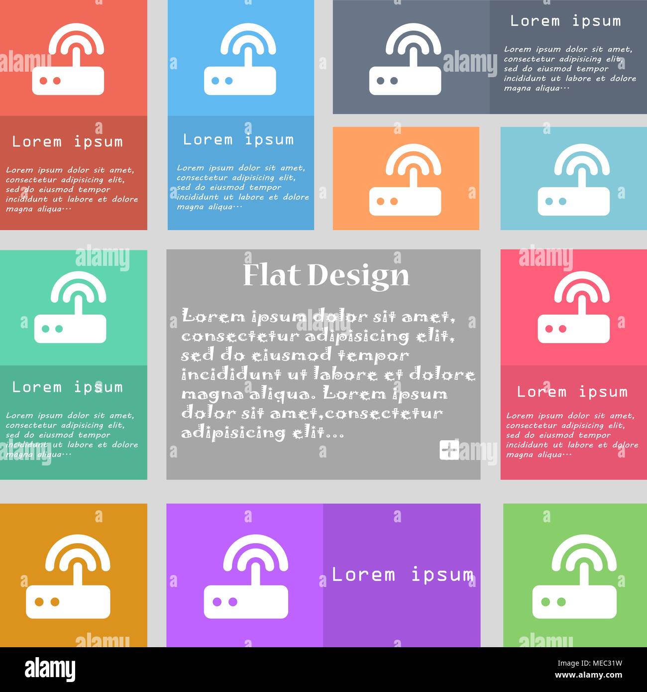 Wi fi router icon sign. Set of multicolored buttons with space for text ...