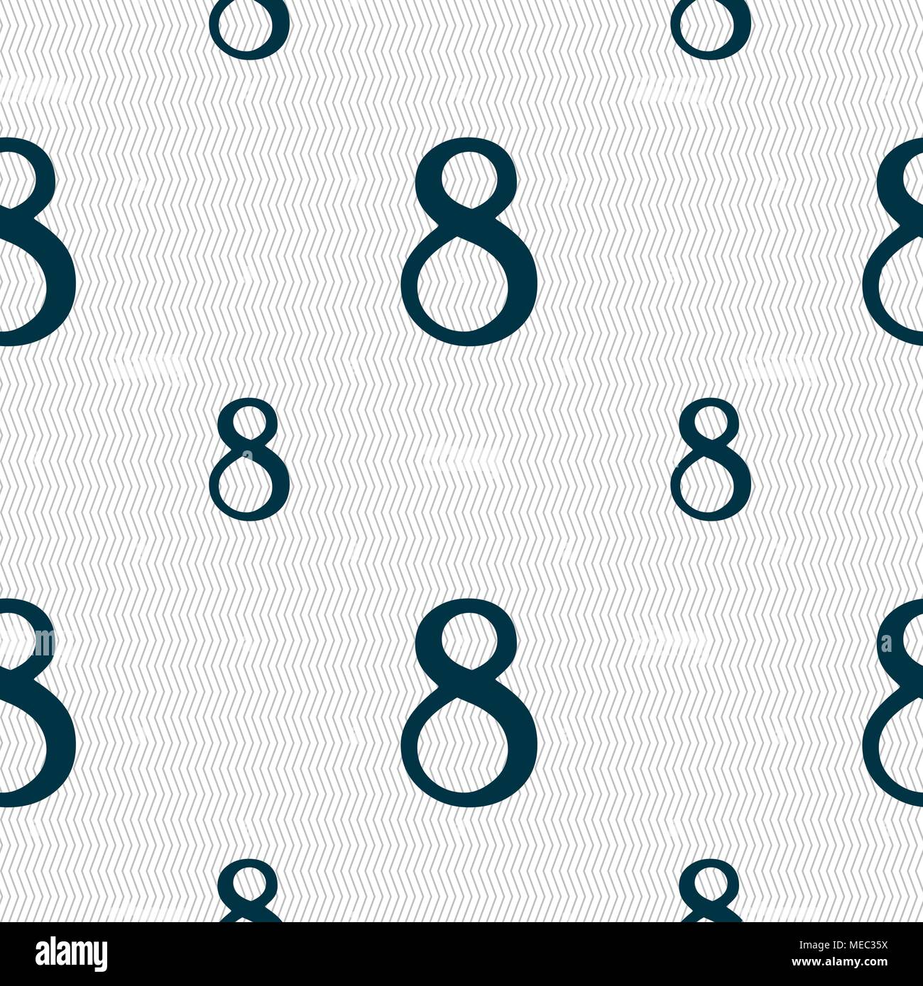number Eight icon sign. Seamless pattern with geometric texture. Vector ...