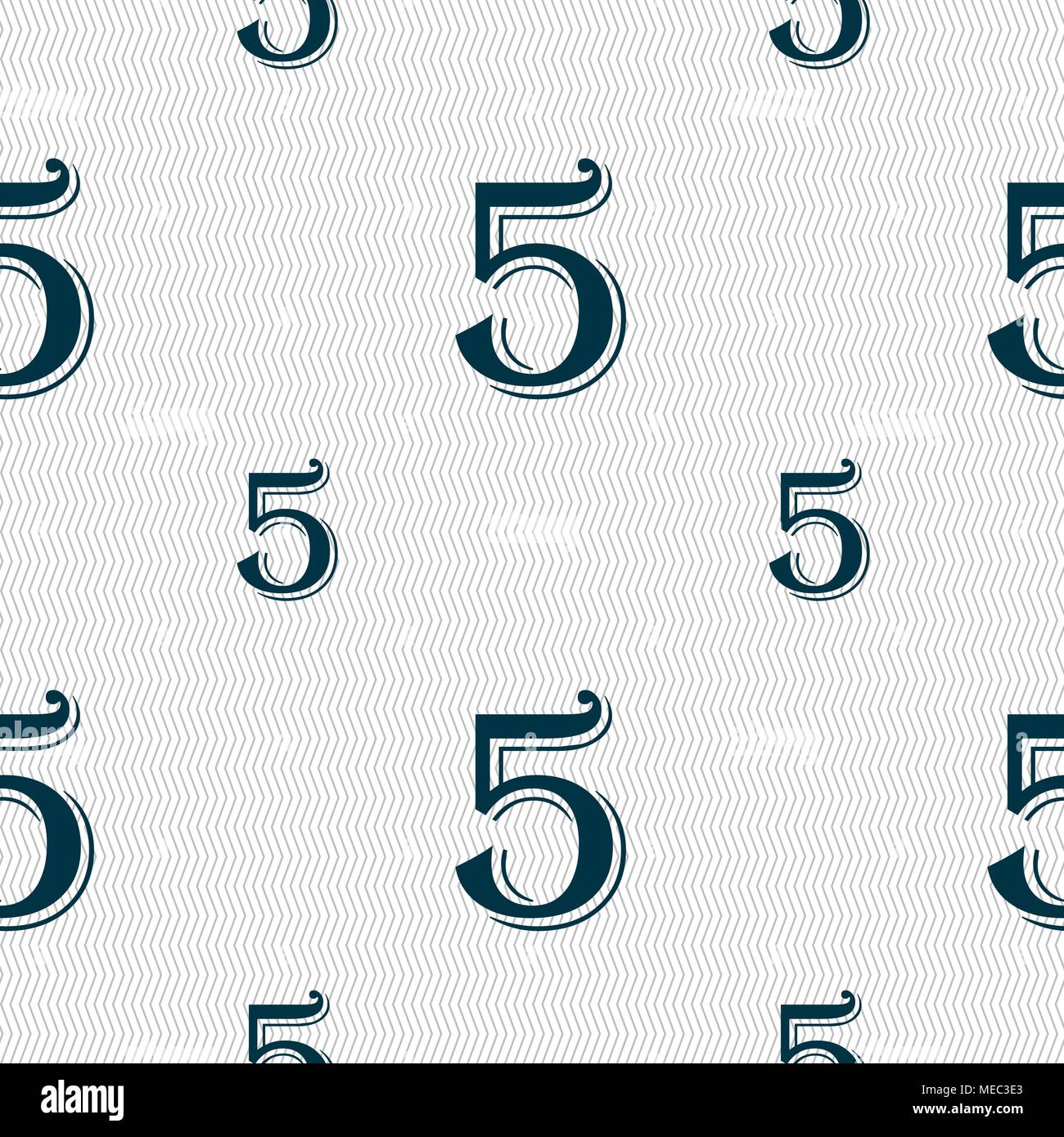 number five icon sign. Seamless pattern with geometric texture. Vector ...