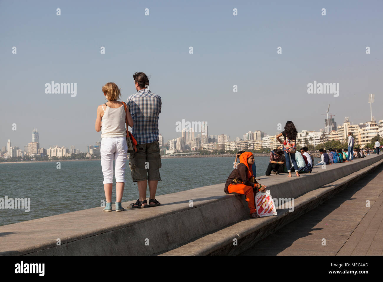 Marine Drive promenade, Mumbai, India Stock Photo