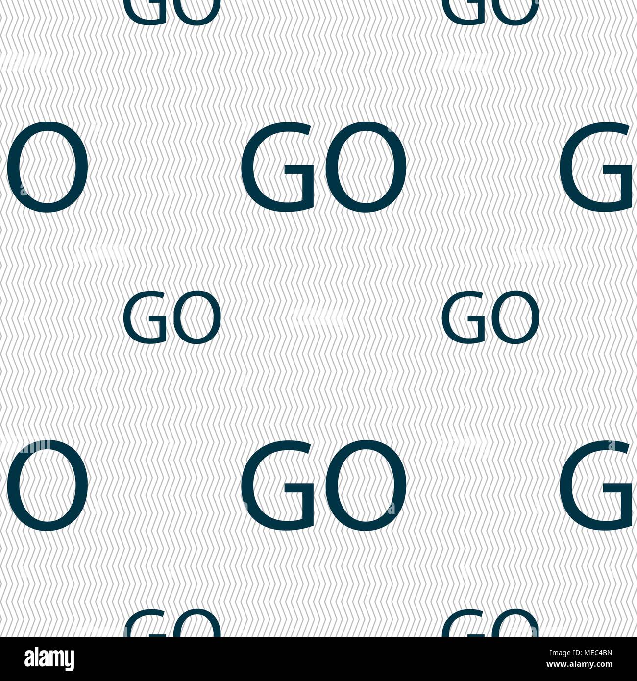 GO sign icon. Seamless pattern with geometric texture. Vector illustration Stock Vector
