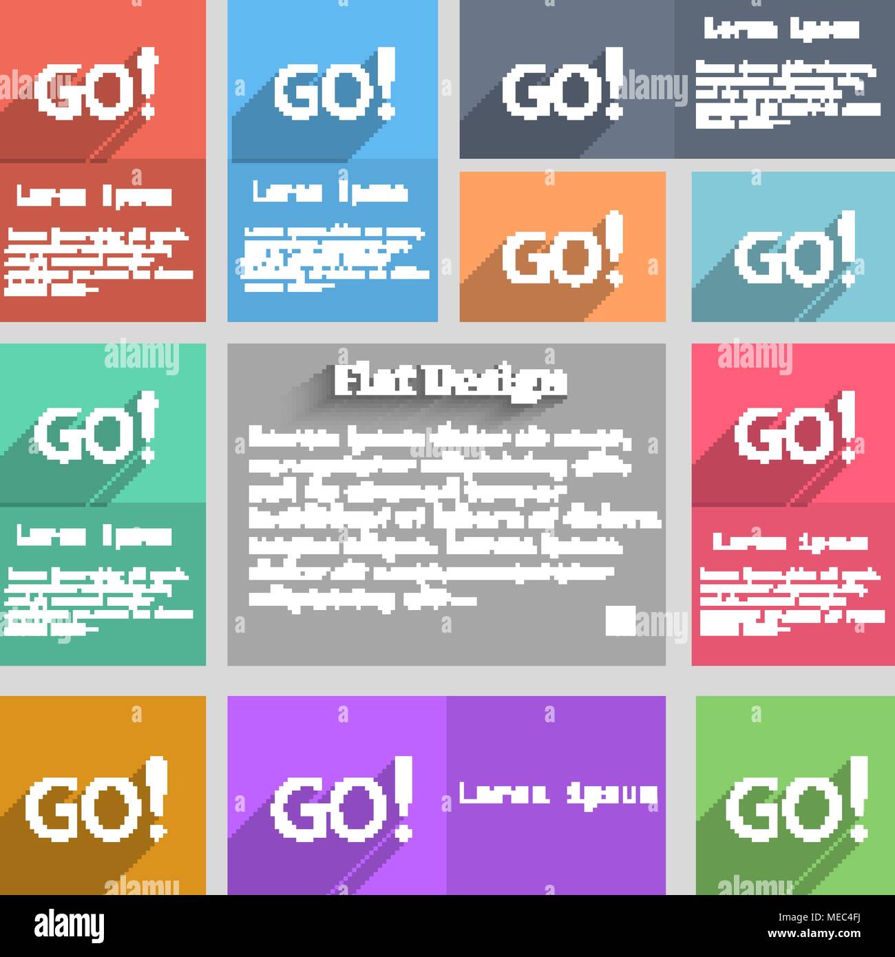 GO sign icon. Set of colored buttons. Vector illustration Stock Vector ...