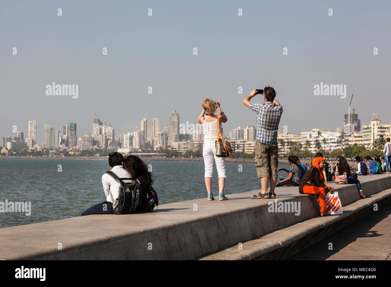 Marine Drive promenade, Mumbai, India Stock Photo