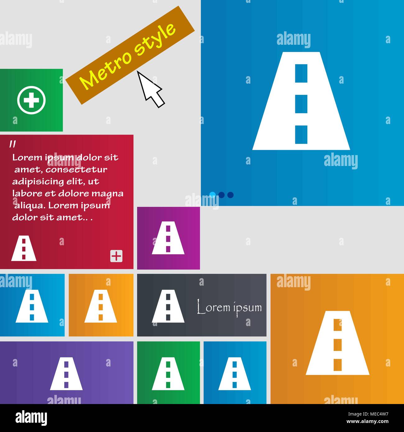 Road icon sign. Metro style buttons. Modern interface website buttons ...