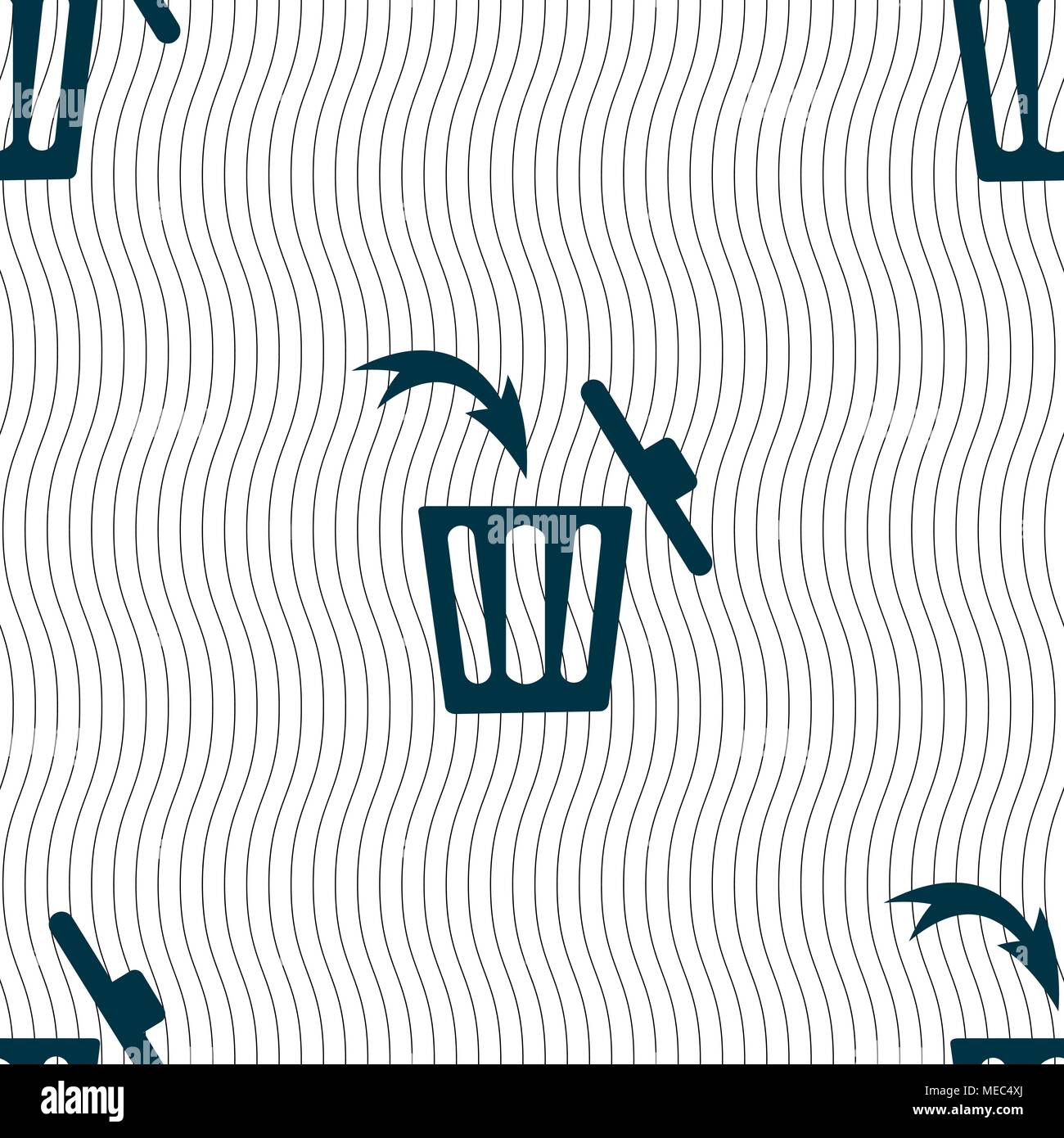 Recycle bin sign icon. Seamless pattern with geometric texture. Vector illustration Stock Vector