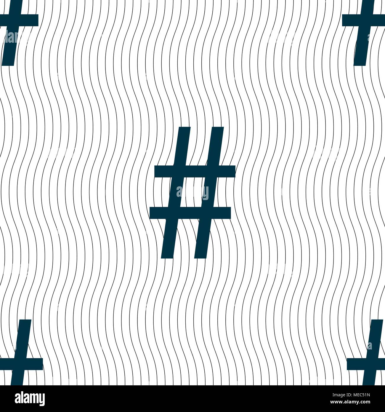 hash tag icon. Seamless pattern with geometric texture. Vector illustration Stock Vector