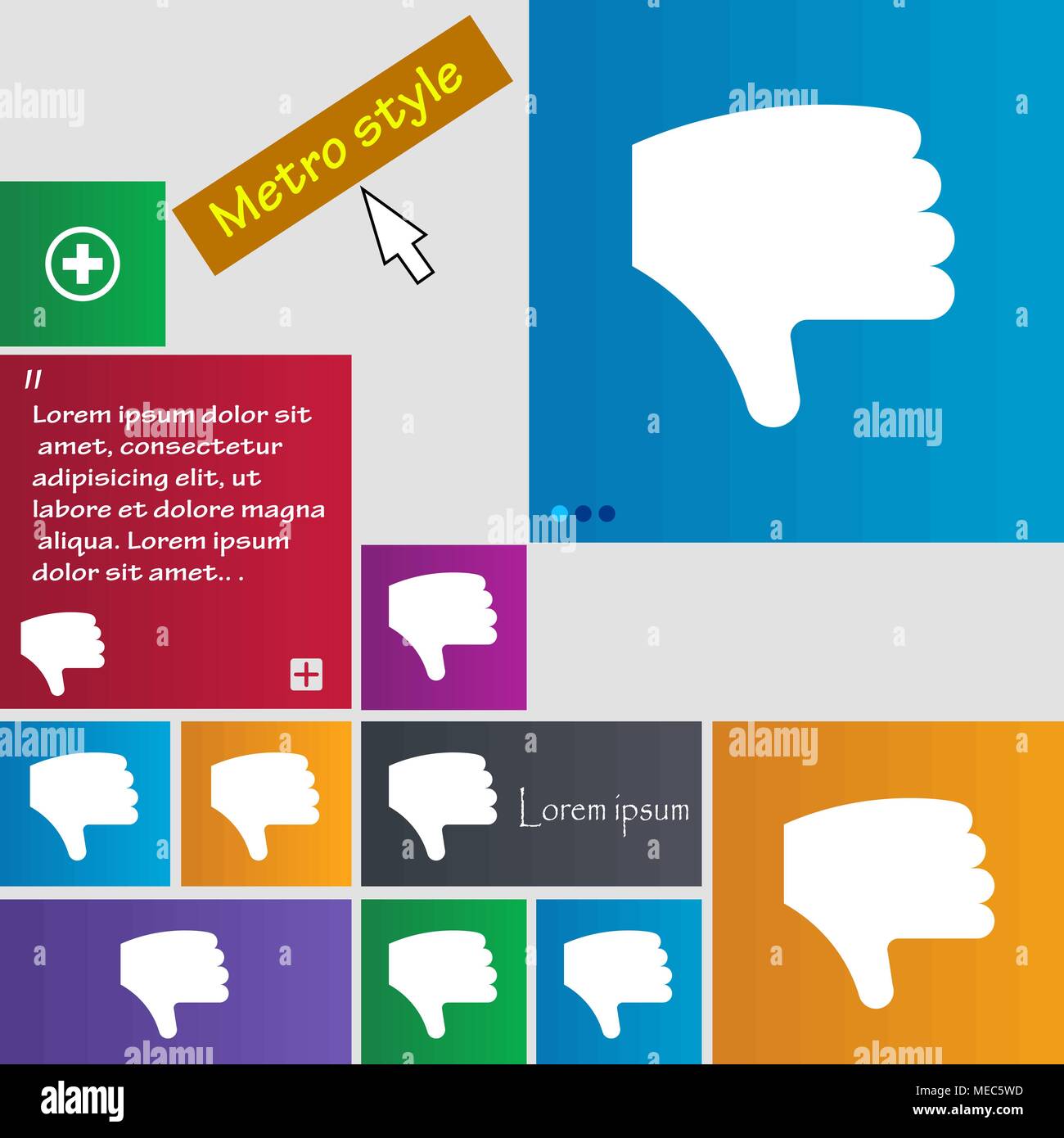 Dislike, Thumb down, Hand finger down icon sign. buttons. Modern ...