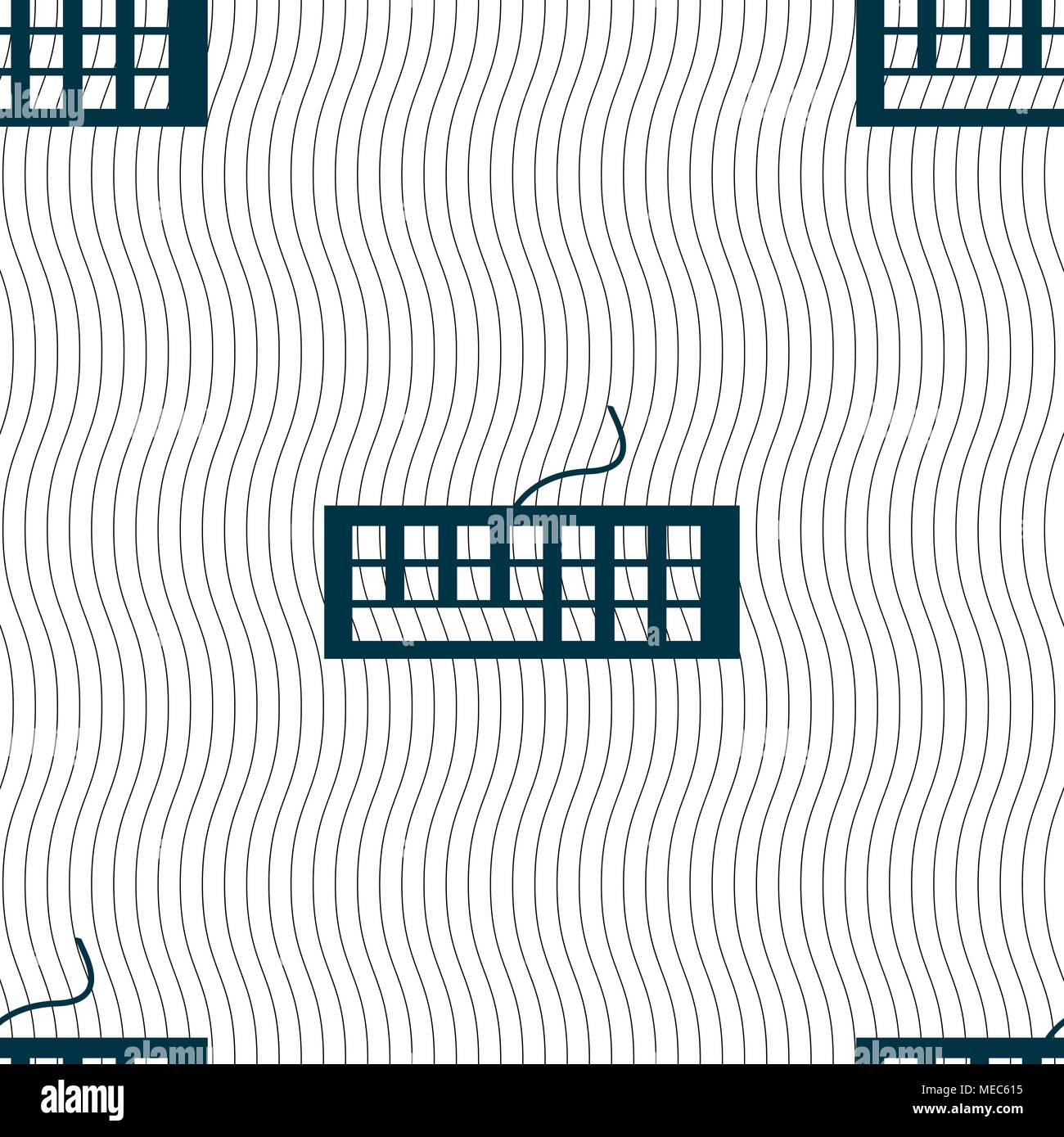 Computer keyboard Icon. Seamless pattern with geometric texture. Vector illustration Stock Vector