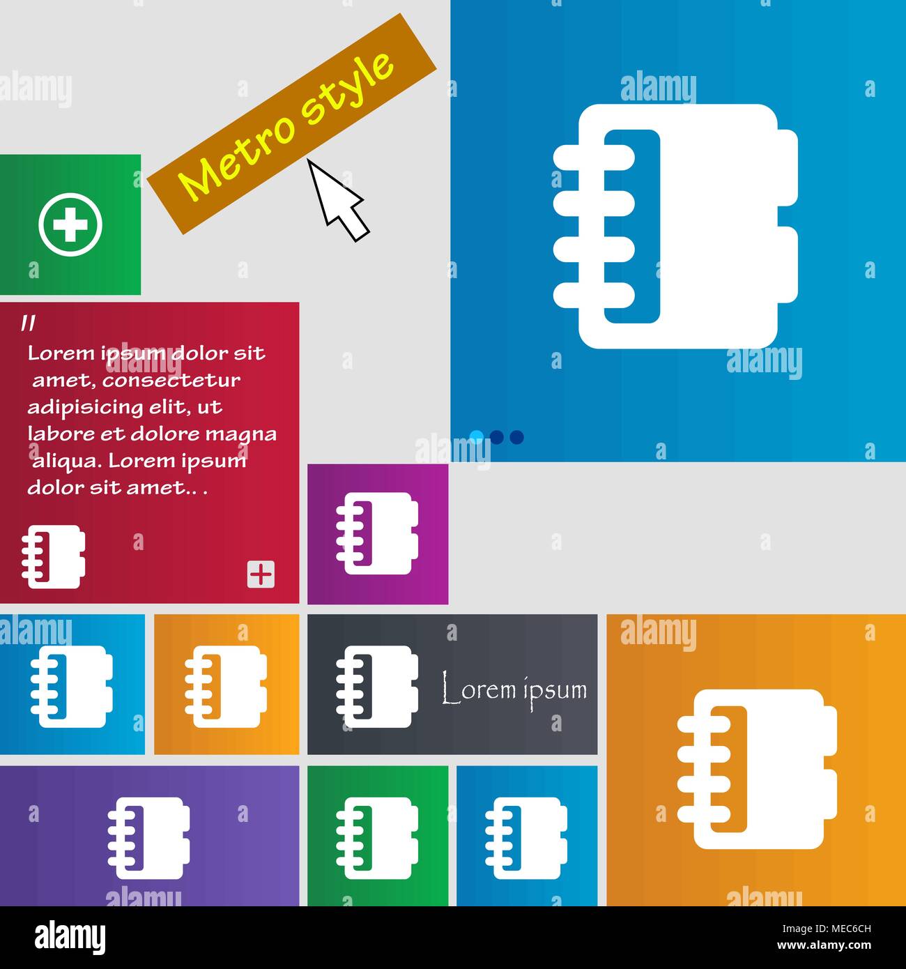 Notepad, calendar icon sign. buttons. Modern interface website buttons ...