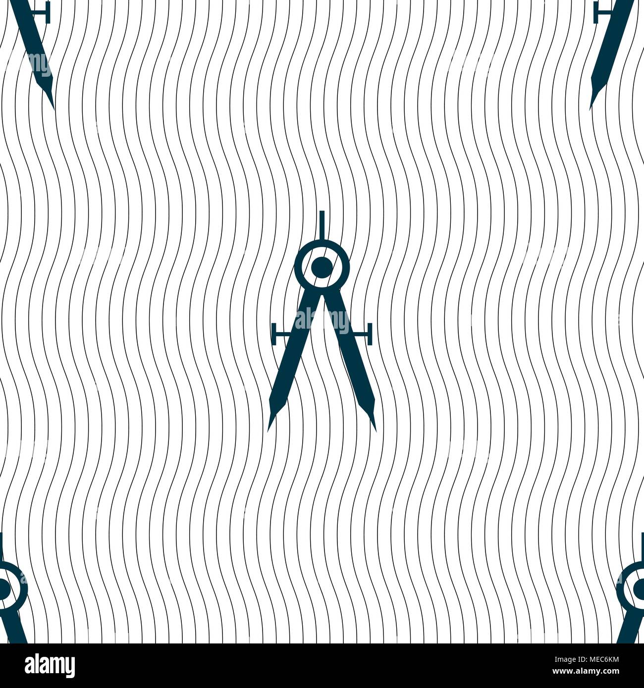 Mathematical Compass sign icon. Seamless pattern with geometric texture. Vector illustration Stock Vector