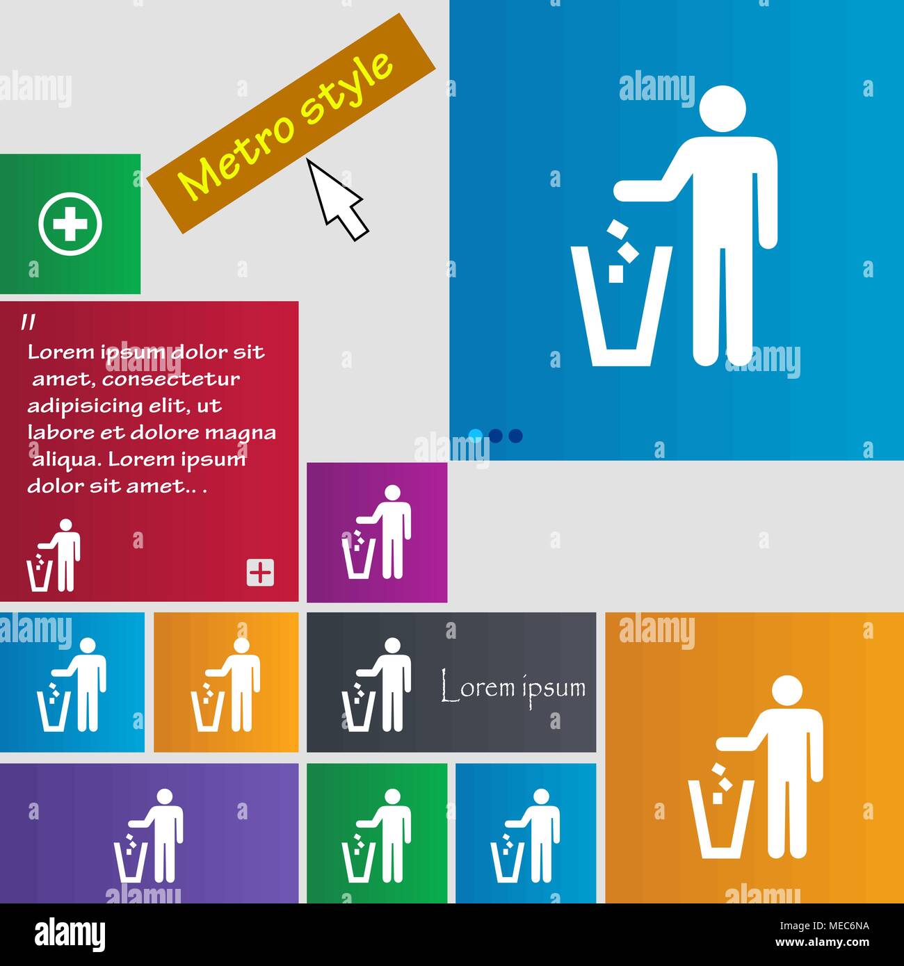 throw away the trash icon sign. buttons. Modern interface website buttons with cursor pointer. Vector illustration Stock Vector