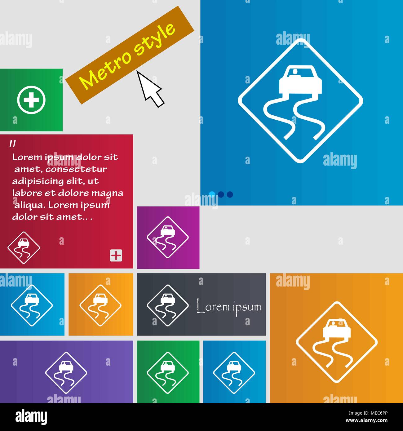 Road slippery icon sign. buttons. Modern interface website buttons with ...