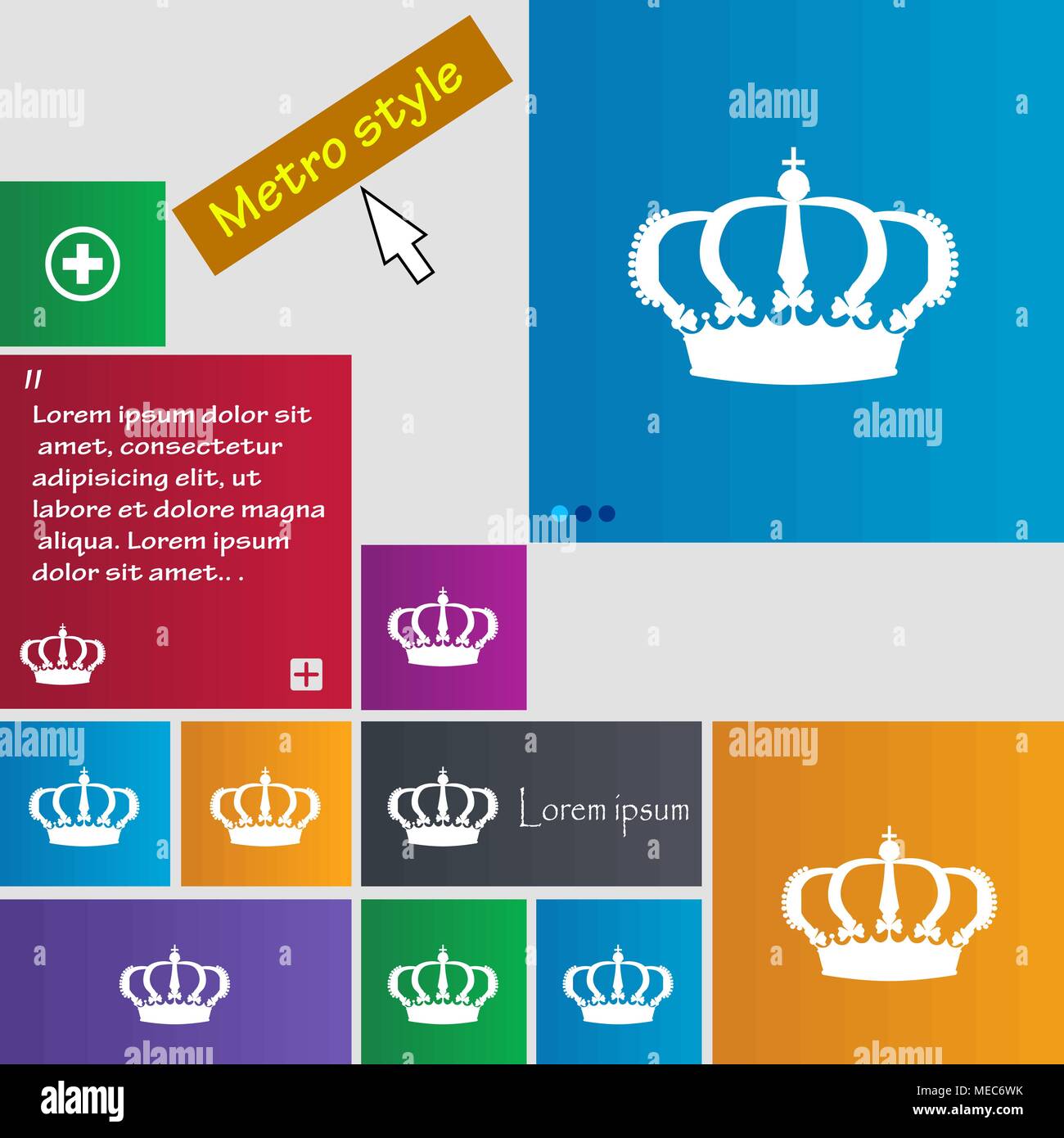 Crown icon sign. buttons. Modern interface website buttons with cursor ...