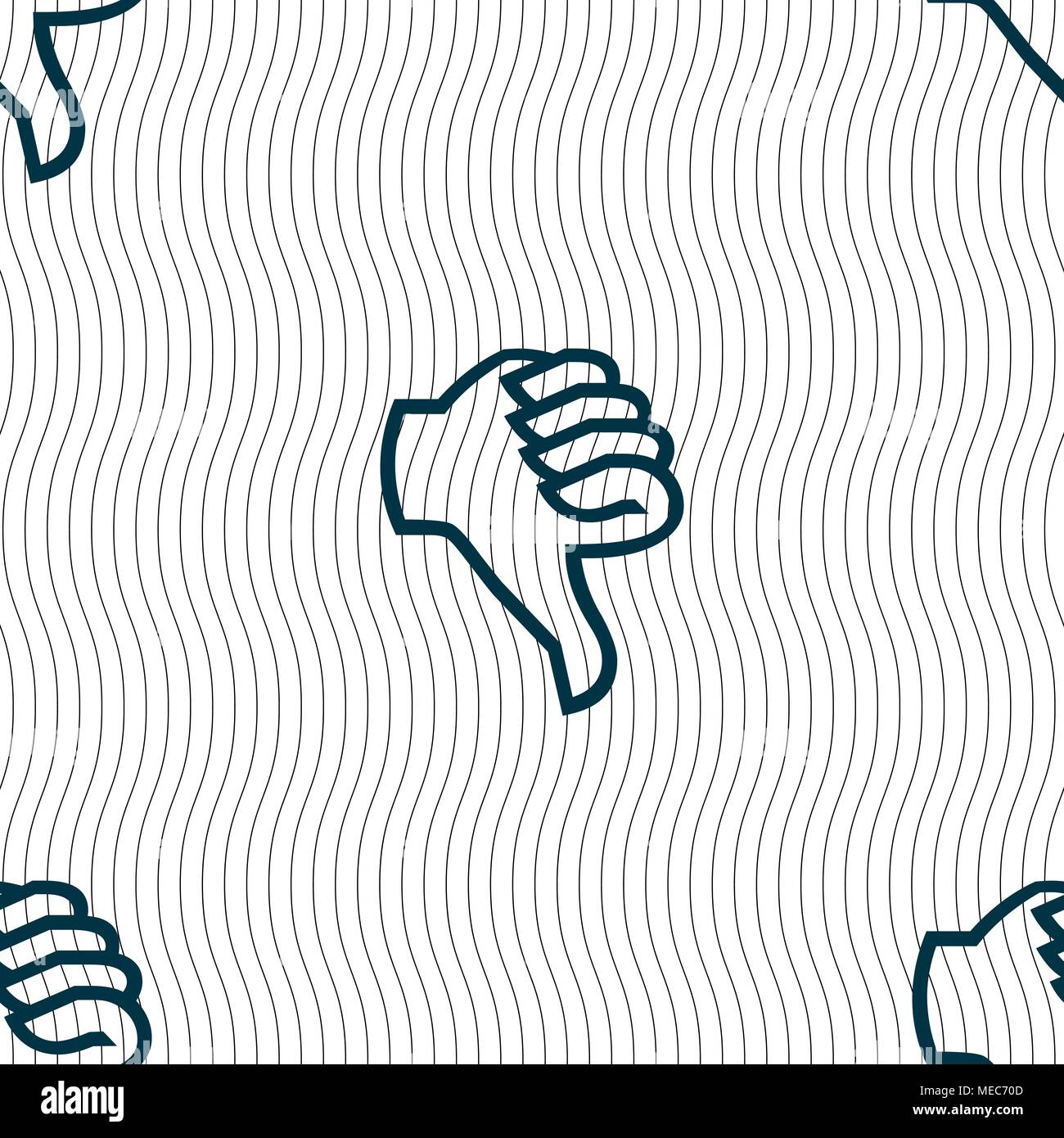 Dislike sign icon. Thumb down sign. Hand finger down symbol. Seamless ...