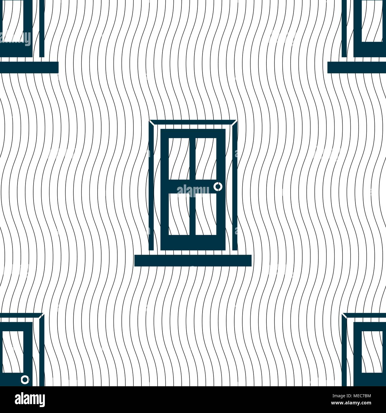 Door icon sign. Seamless pattern with geometric texture. Vector ...