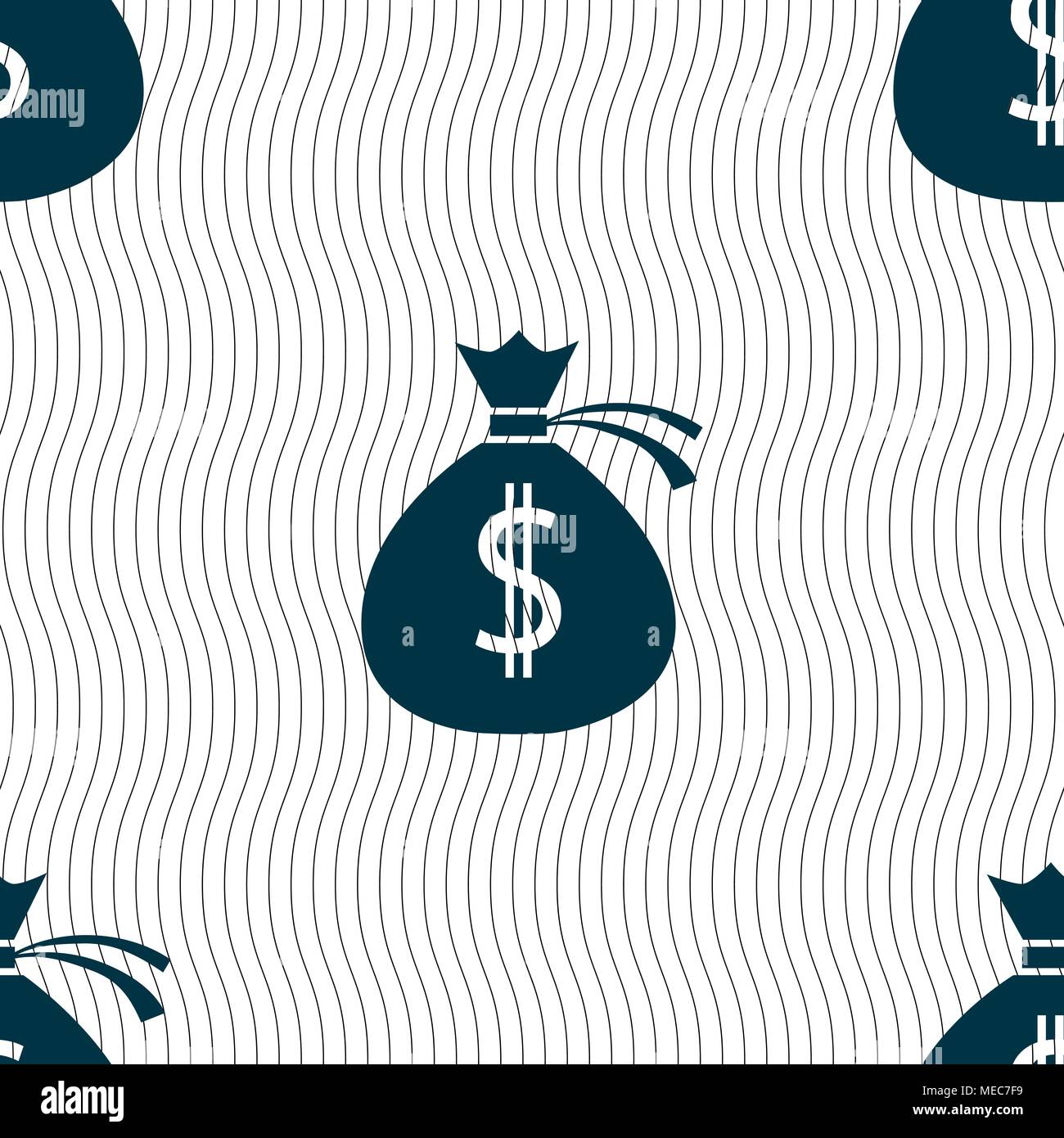 Money bag icon sign. Seamless pattern with geometric texture. Vector ...
