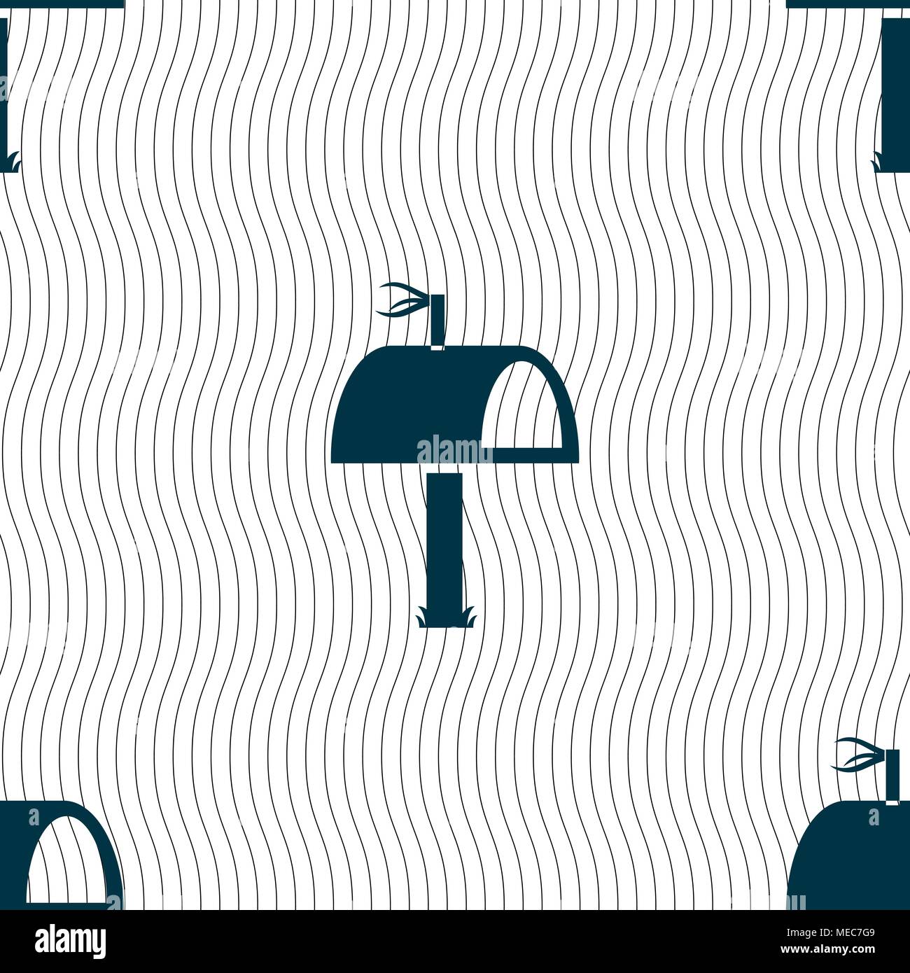 Mailbox icon sign. Seamless pattern with geometric texture. Vector ...