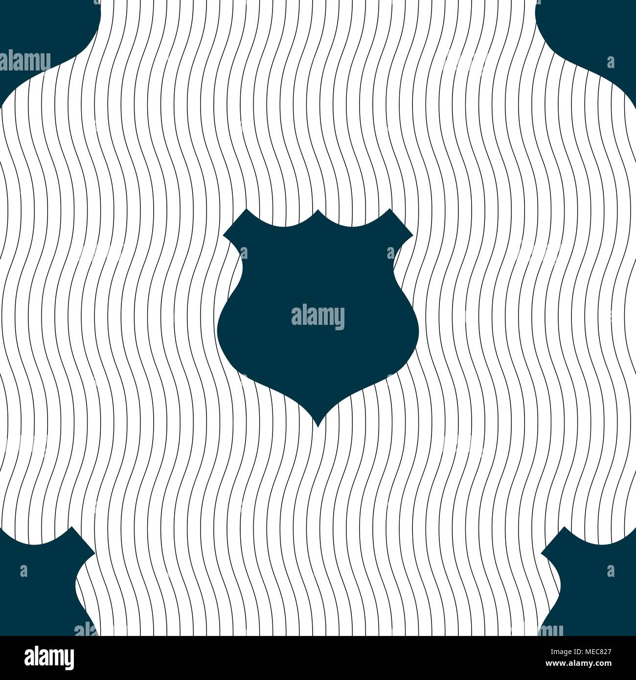 shield icon sign. Seamless pattern with geometric texture. Vector illustration Stock Vector
