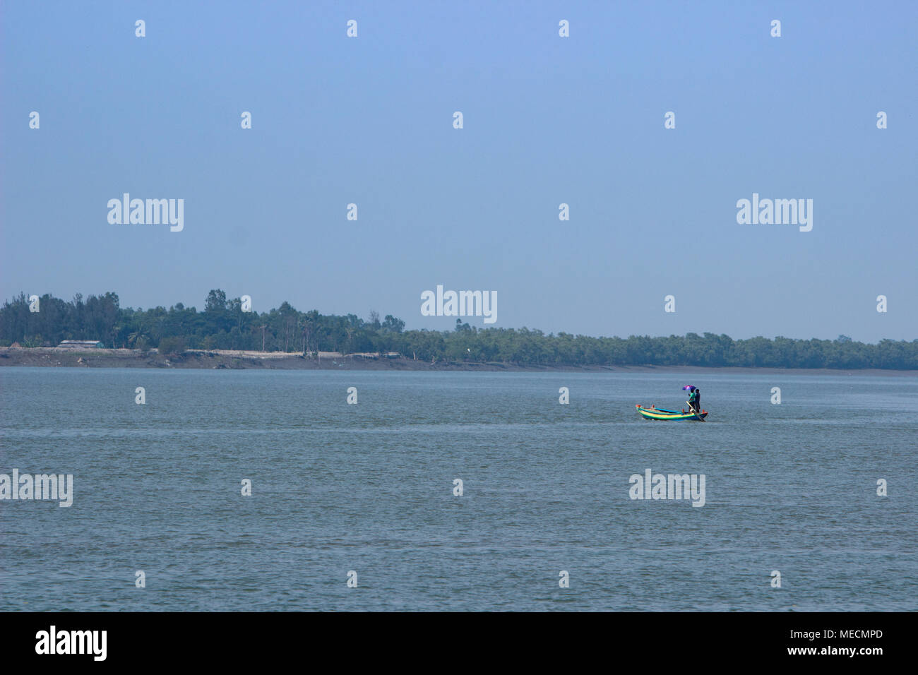 Boat and ships on the Sunderbans Stock Photo