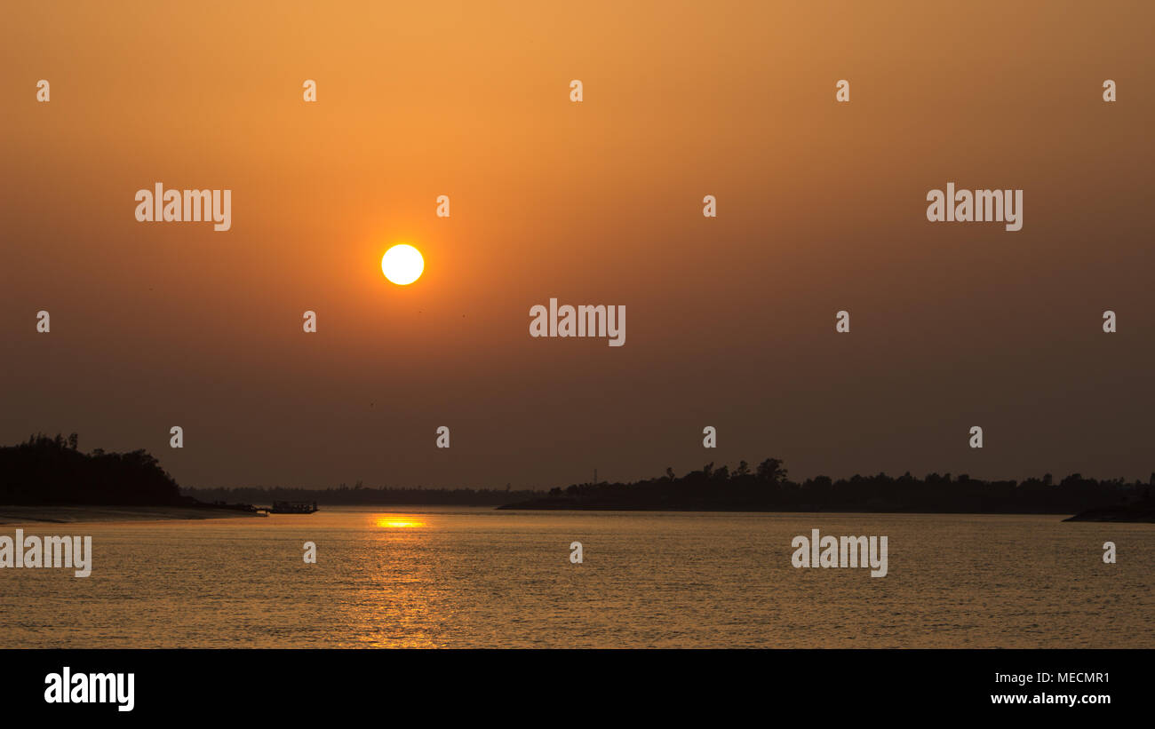 Sunset at Sunderbans Tiger Reserve Stock Photo