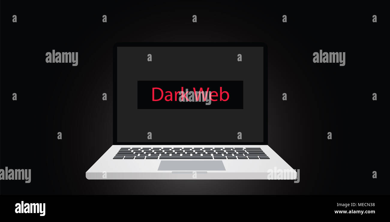 dark web illustration text on screen or display on laptop with dark background and red text vector Stock Photo