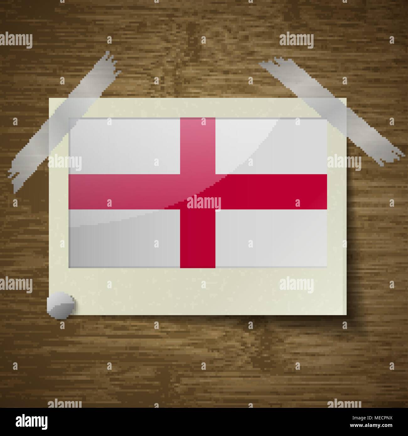 Flags of England at frame on wooden texture. Vector illustration Stock ...