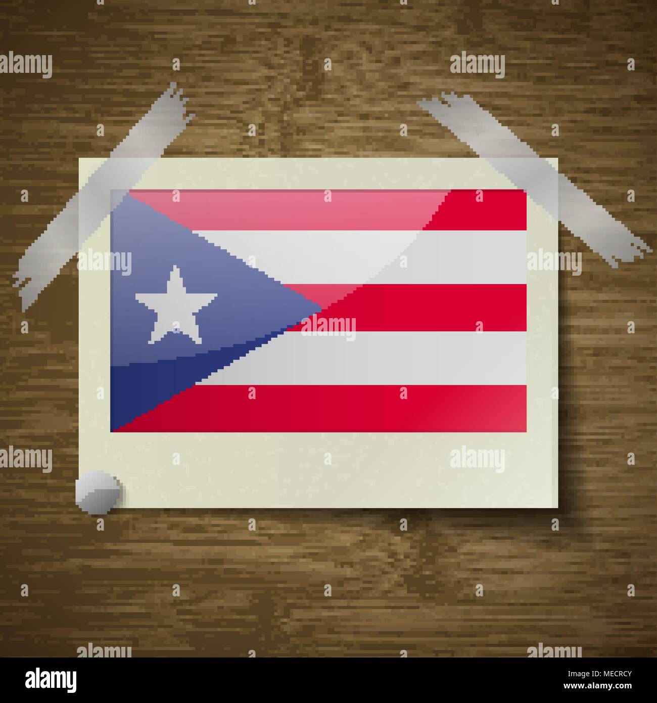 Flags of Purto Rico at frame on wooden texture. Vector illustration ...