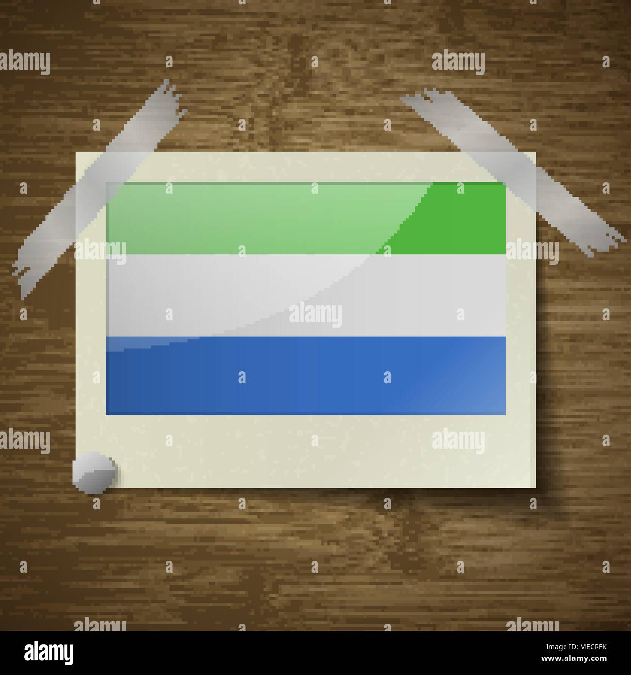 Flags of SIERRA lEONE at frame on wooden texture. Vector illustration ...