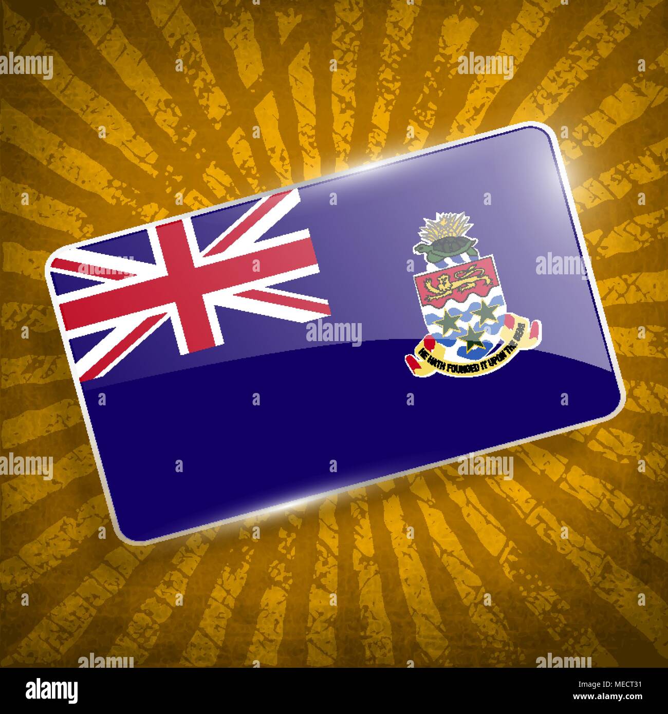 Flag of Cayman Islands with old texture. Vector illustration Stock Vector