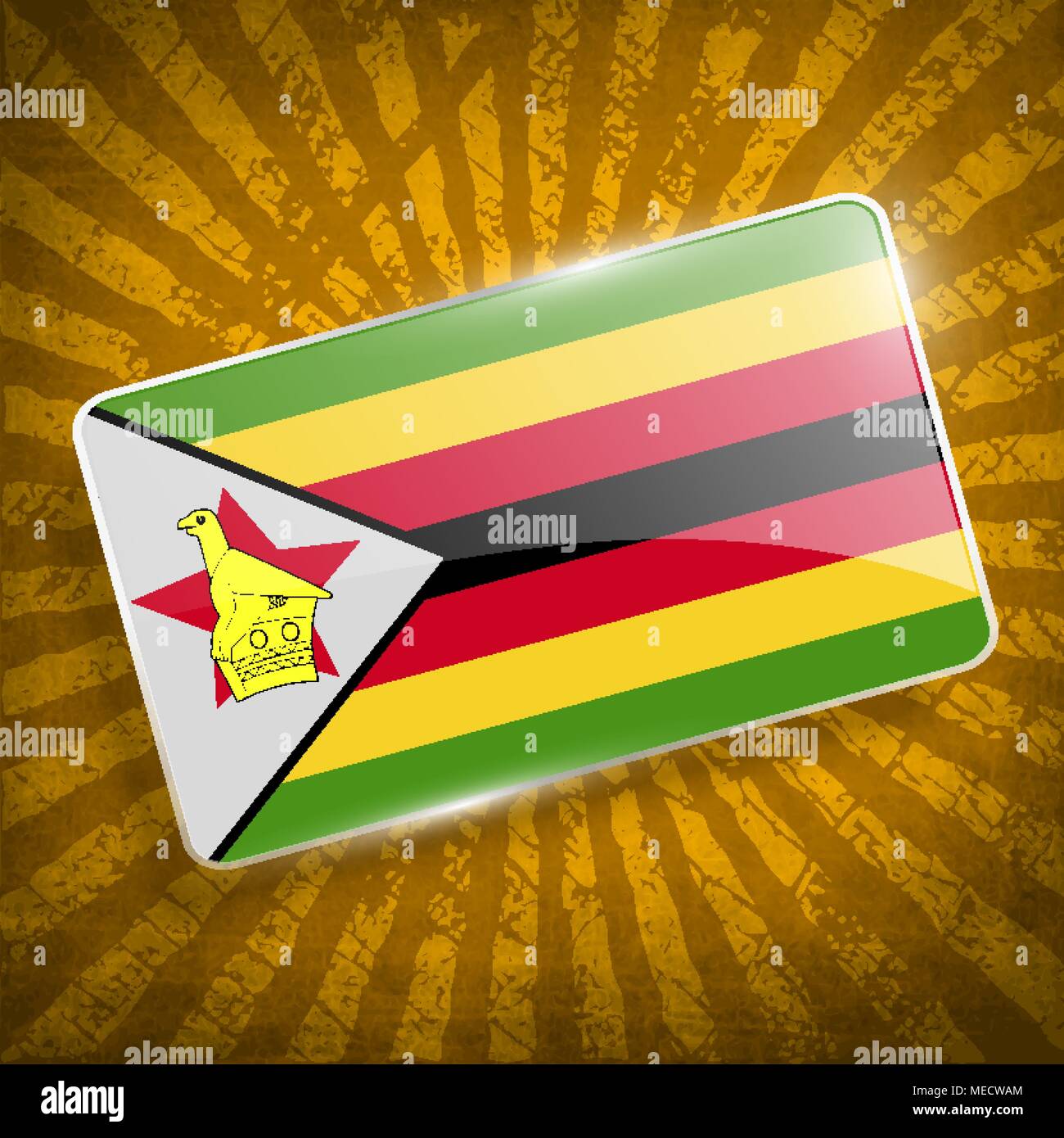Flag of Zimbabwe with old texture. Vector illustration Stock Vector