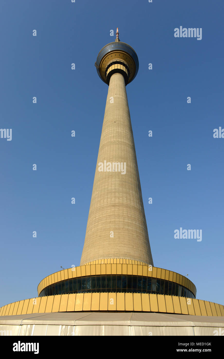 China Central Television tower in Beijing, China, seen from the base - the tower opened in 1994 Stock Photo
